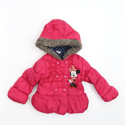 Tesco Girls Pink   Jacket  Size 12-18 Months  - Minnie Mouse