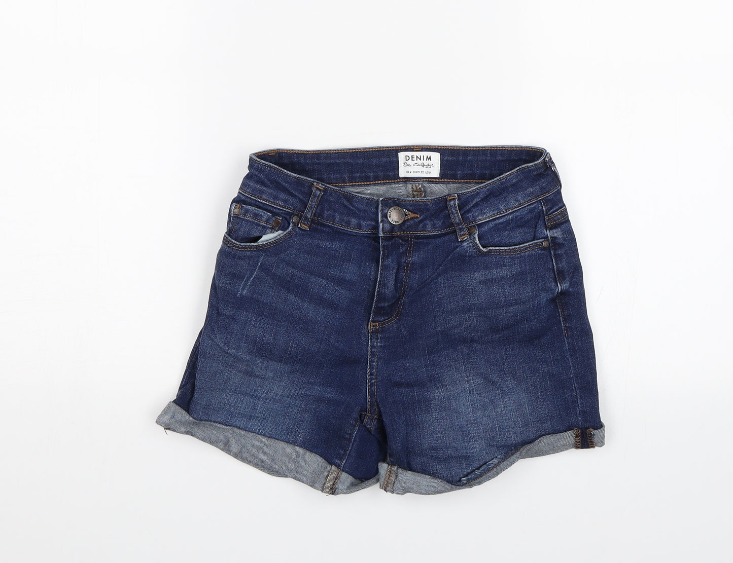 Miss Selfridge Womens Blue  Denim Chino Shorts Size 4