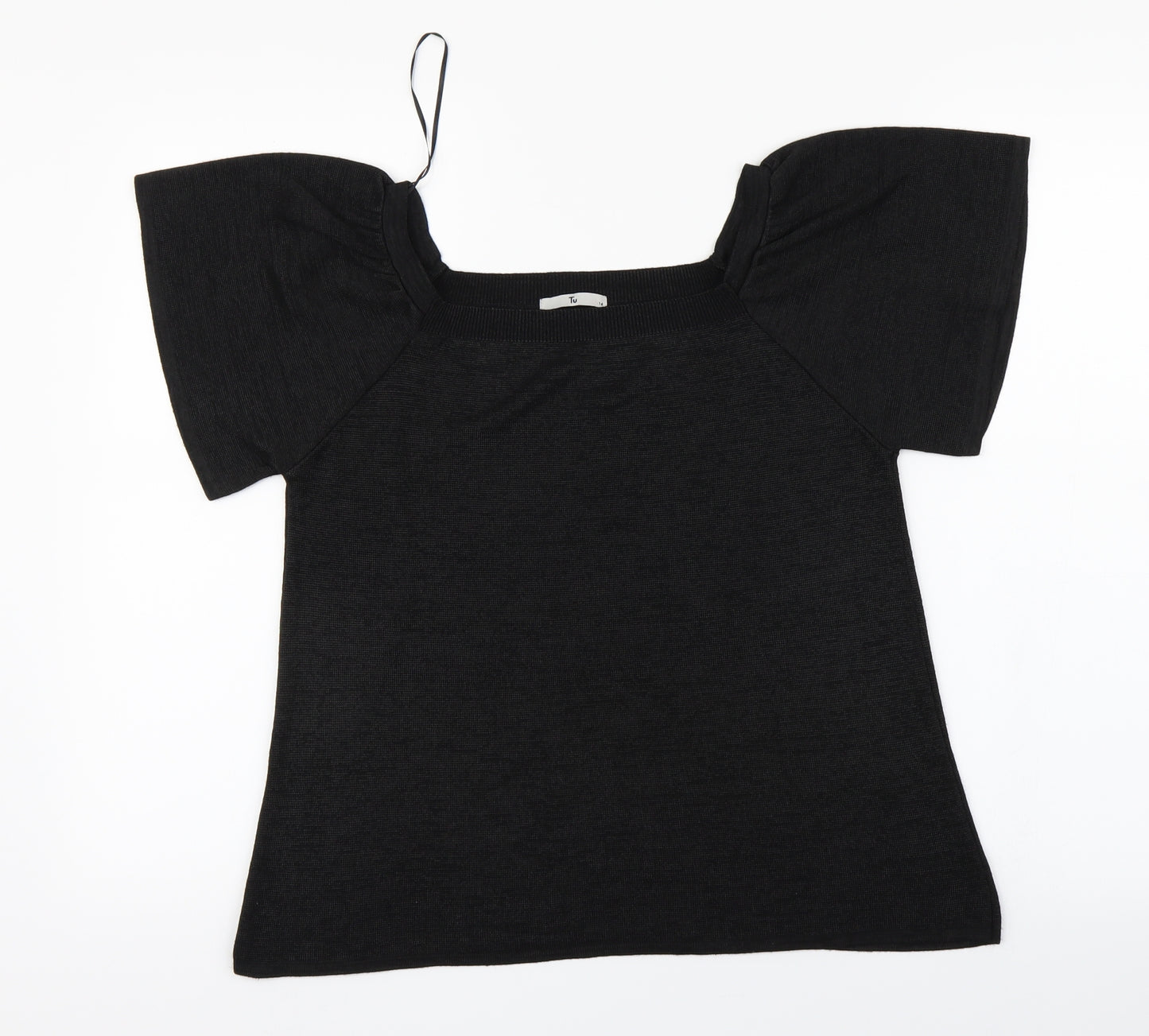 TU Womens Black   Basic T-Shirt Size 14  - Flare sleeve