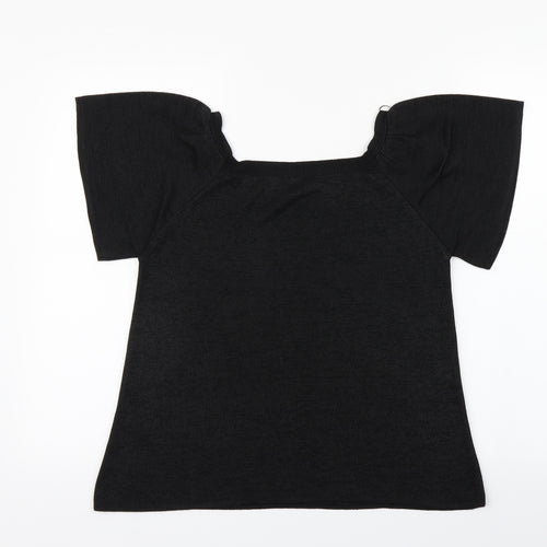 TU Womens Black   Basic T-Shirt Size 14  - Flare sleeve