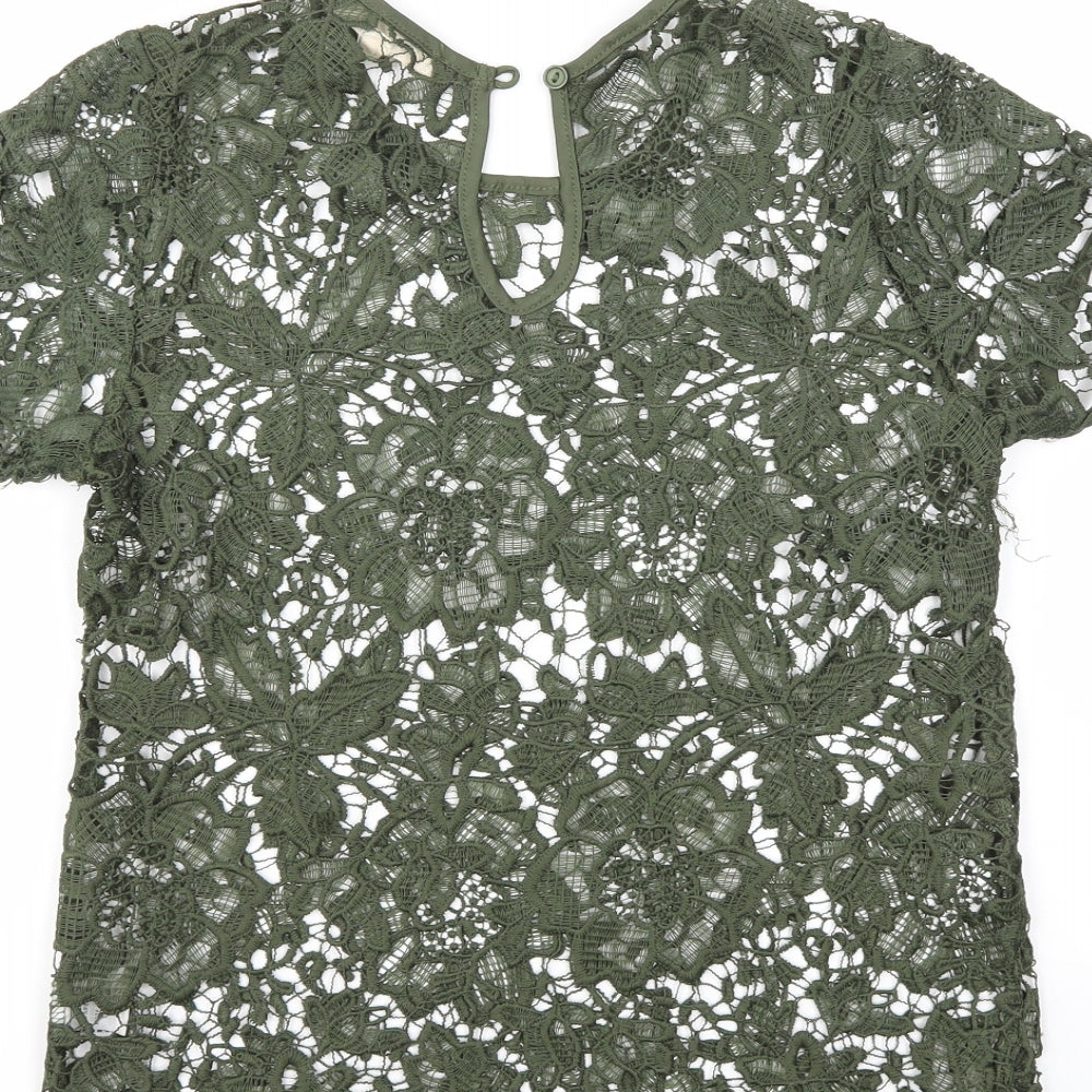 Rebellion Womens Green Floral  Basic T-Shirt Size S