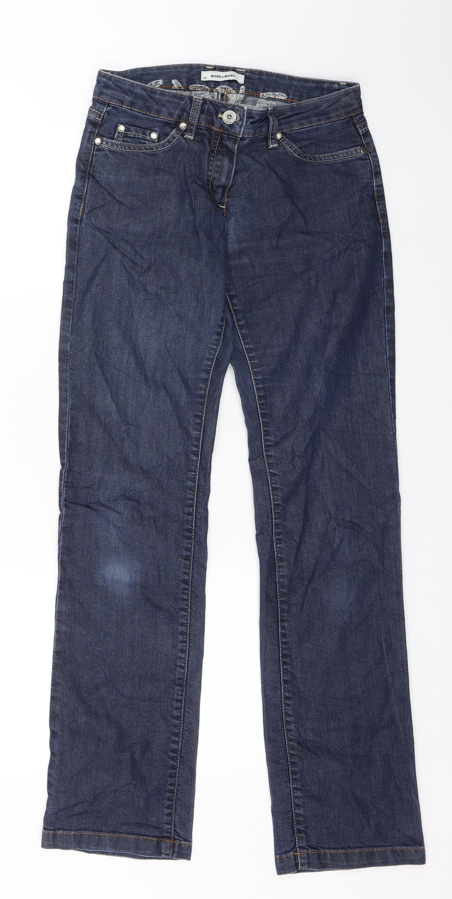 MORE & MORE Womens Blue  Denim Straight Jeans Size 8 L28.5 in