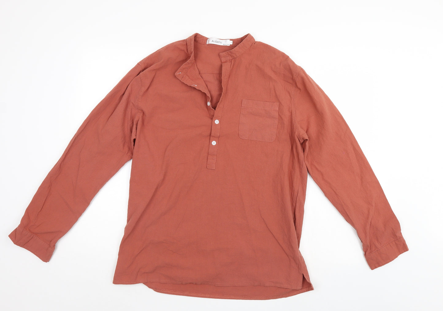 Audate Mens Brown    Button-Up Size L  - Pullover shirt with buttons