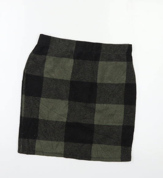 Select Womens Green Check  Mini Skirt Size 10
