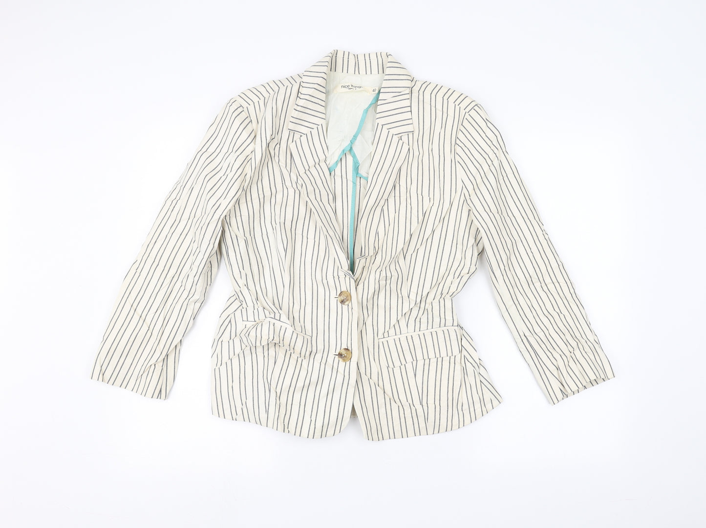 nice things Womens White Striped  Jacket  Size 12
