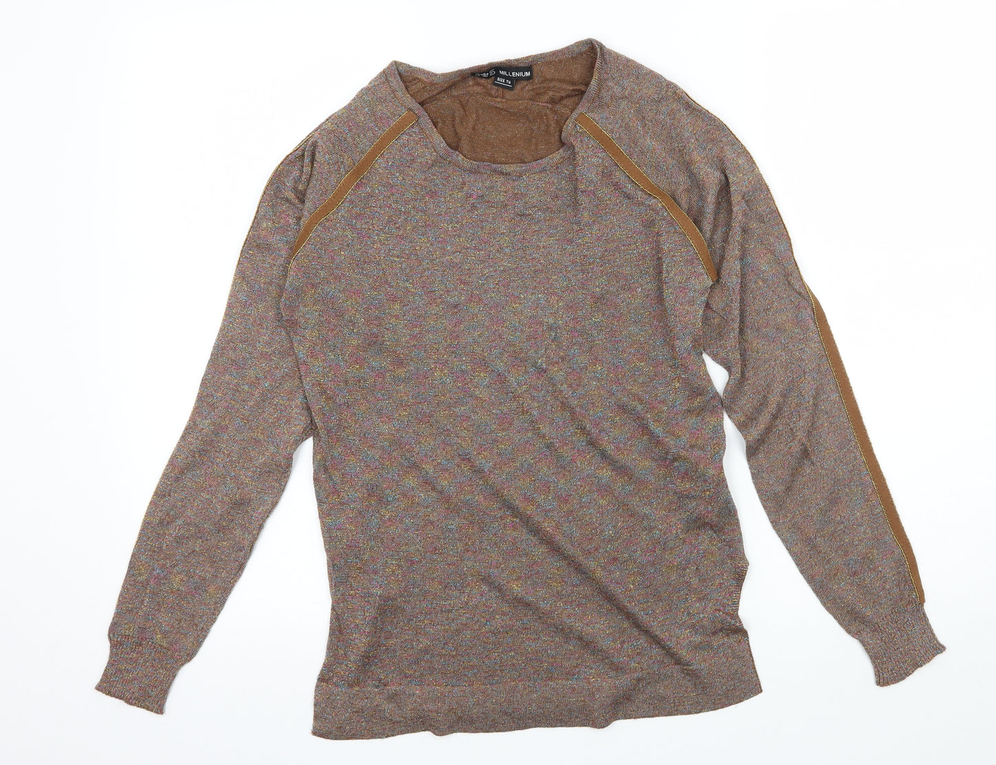 Millenium Womens Brown  Knit Basic T-Shirt One Size