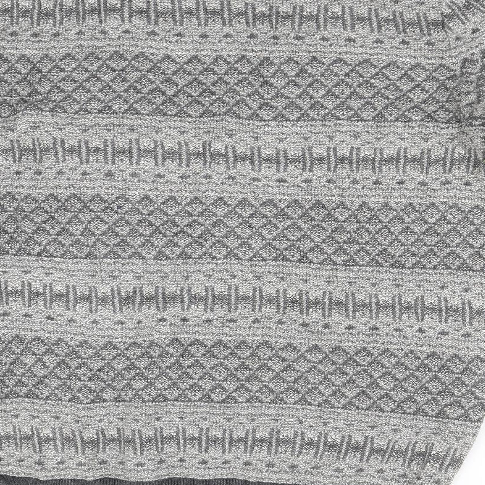 Simon Carter Mens Grey Argyle/Diamond Knit Pullover Jumper Size S