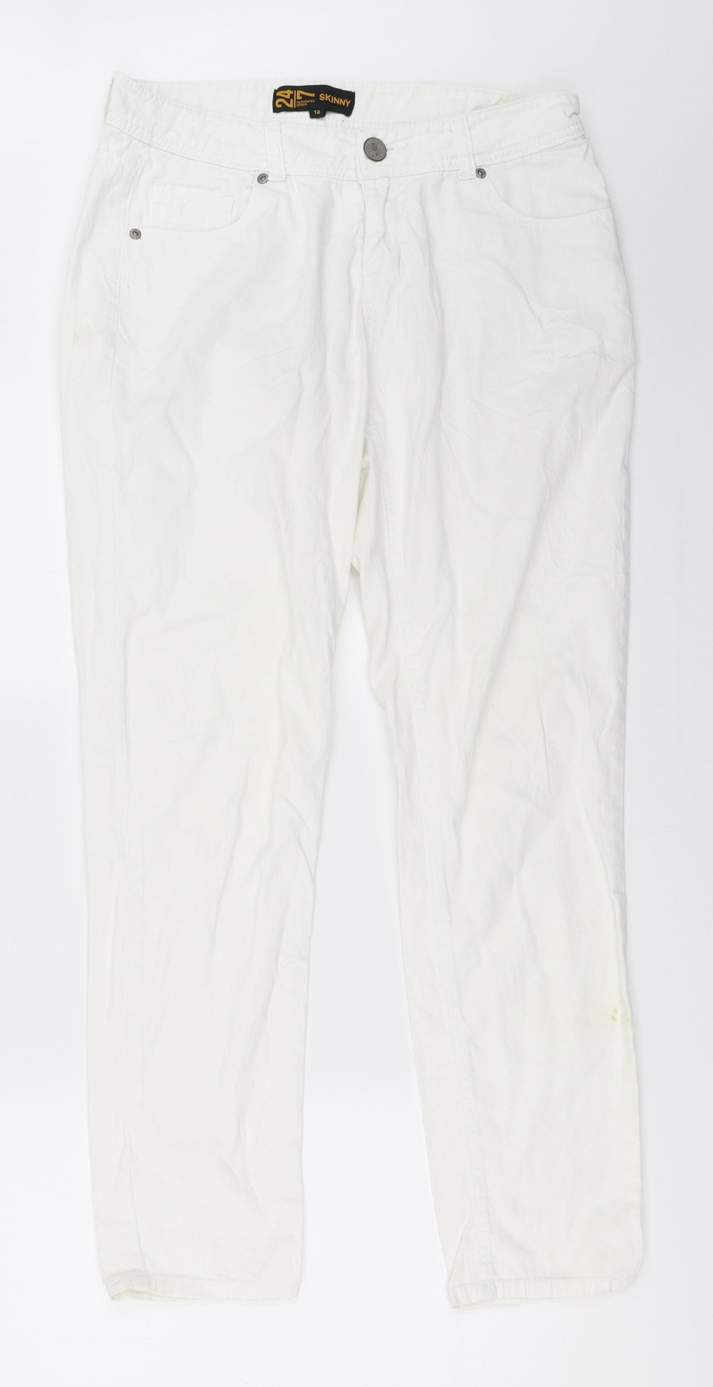 Denim 24/7 Womens White   Skinny Jeans Size 12 L28 in