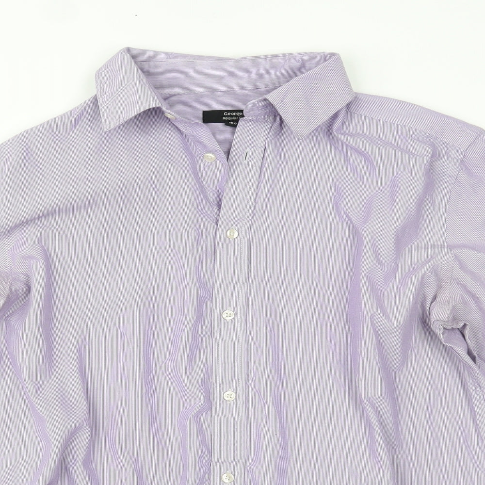 George Mens Purple Striped   Dress Shirt Size 16.5