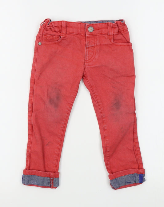 M&S Boys Red   Straight Jeans Size 2-3 Years