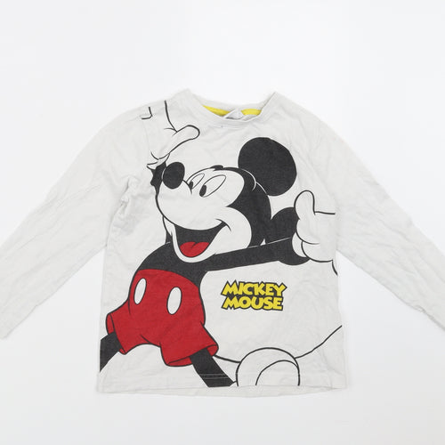 Primark Boys White Solid   Pyjama Top Size 6-7 Years  - Mickey mouse