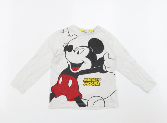 Primark Boys White Solid   Pyjama Top Size 6-7 Years  - Mickey mouse