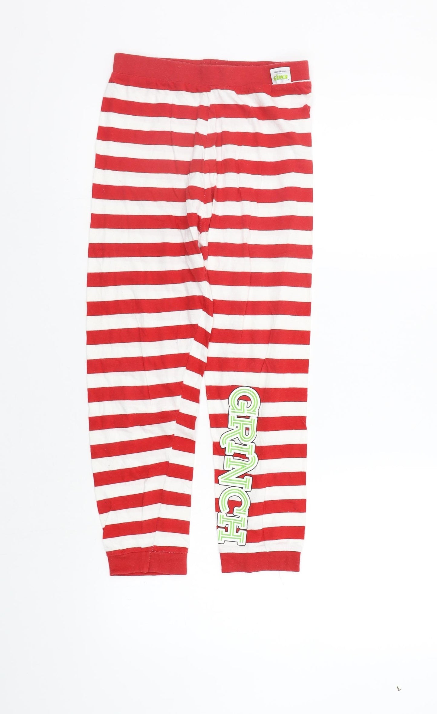 Primark Girls Red Striped  Top Pyjama Pants Size 9-10 Years  - Elastic Waist Band
