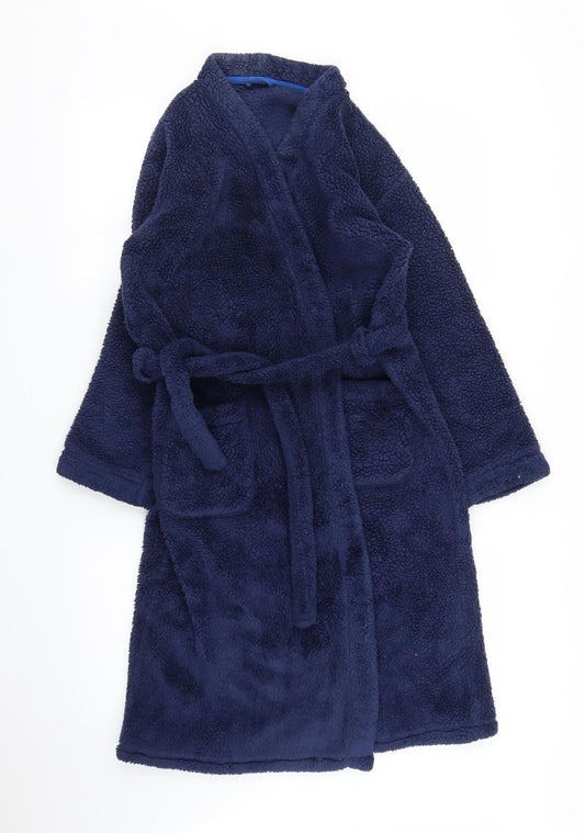 M&S Boys Blue Solid Fleece  Robe Size 11 Years