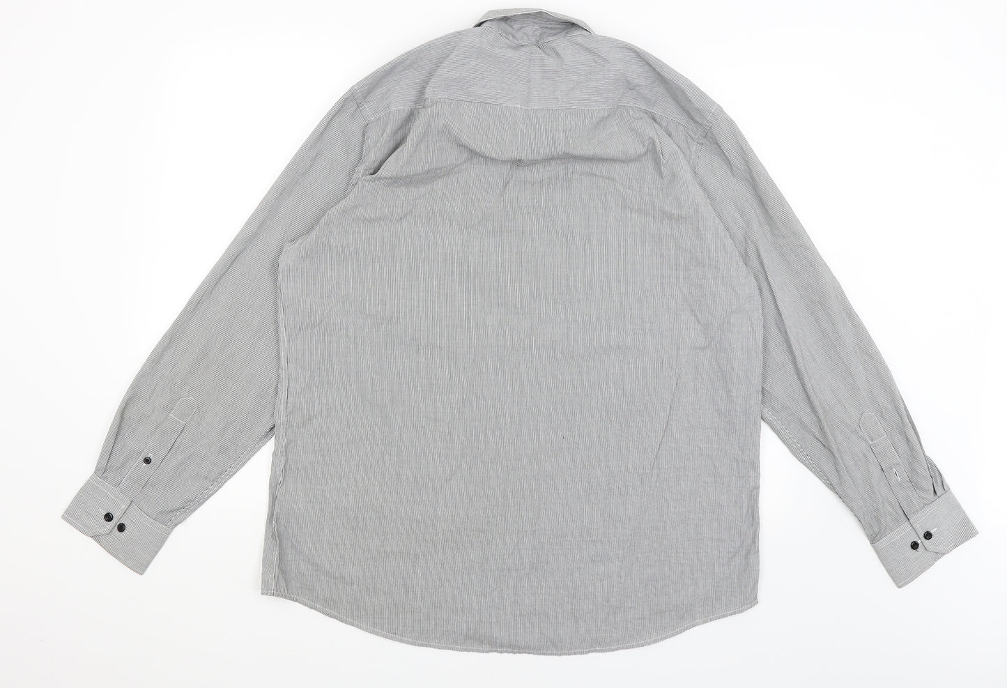 Greenwoods Mens Grey Striped   Dress Shirt Size 16.5