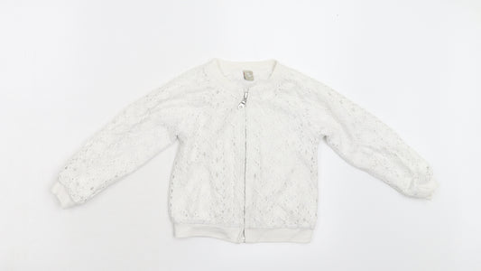 TU Girls White Floral  Jacket  Size 4-5 Years