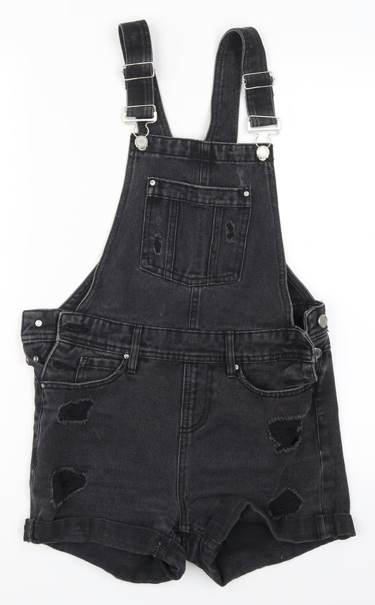 New Look Girls Grey  Denim Dungaree One-Piece Size 11 Years
