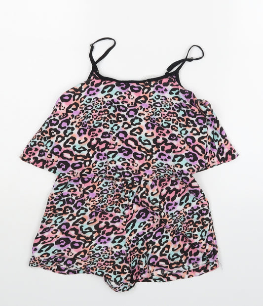 Candy Couture Girls Multicoloured Animal Print  Dungaree One-Piece Size 8-9 Years