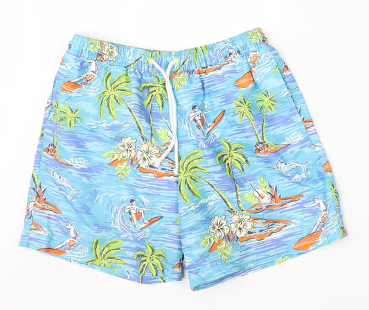 Marks and Spencer Mens Blue   Athletic Shorts Size M - Palm Trees Surfing