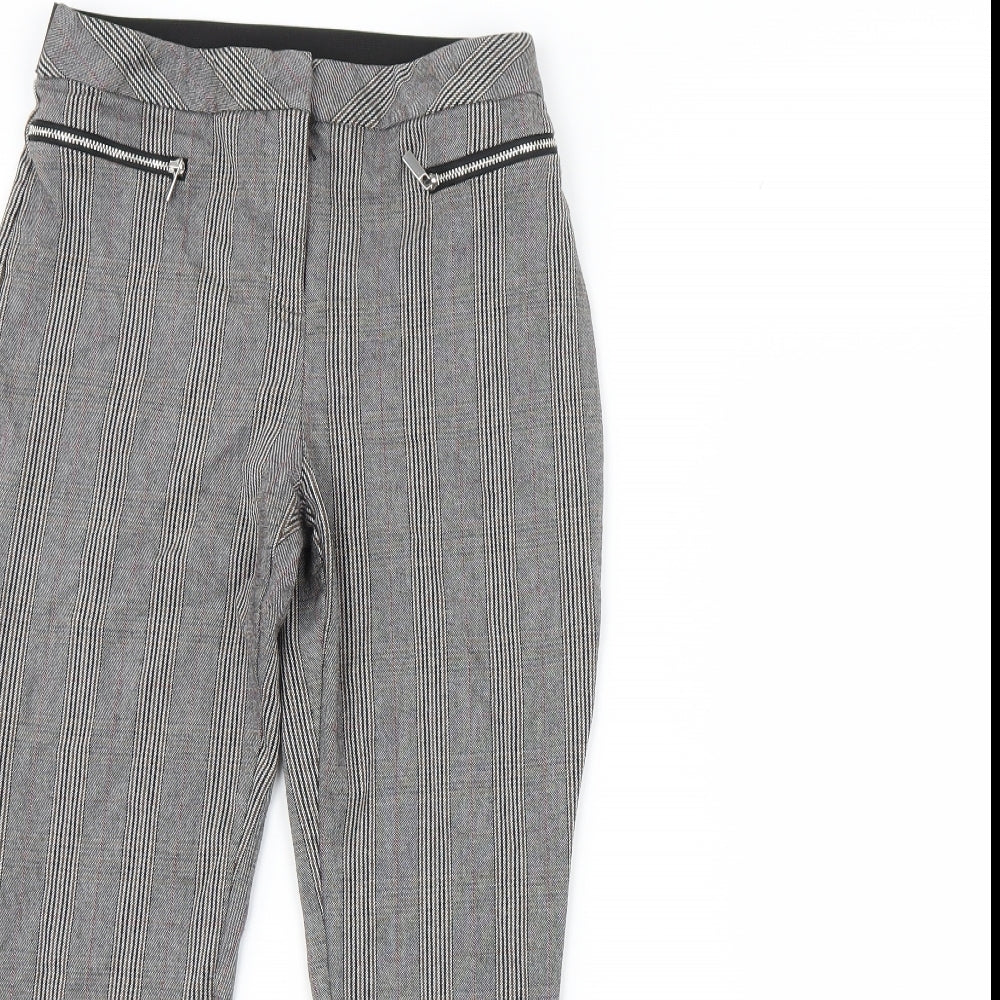 F&F Womens Grey Striped  Capri Leggings Size 8 L27 in