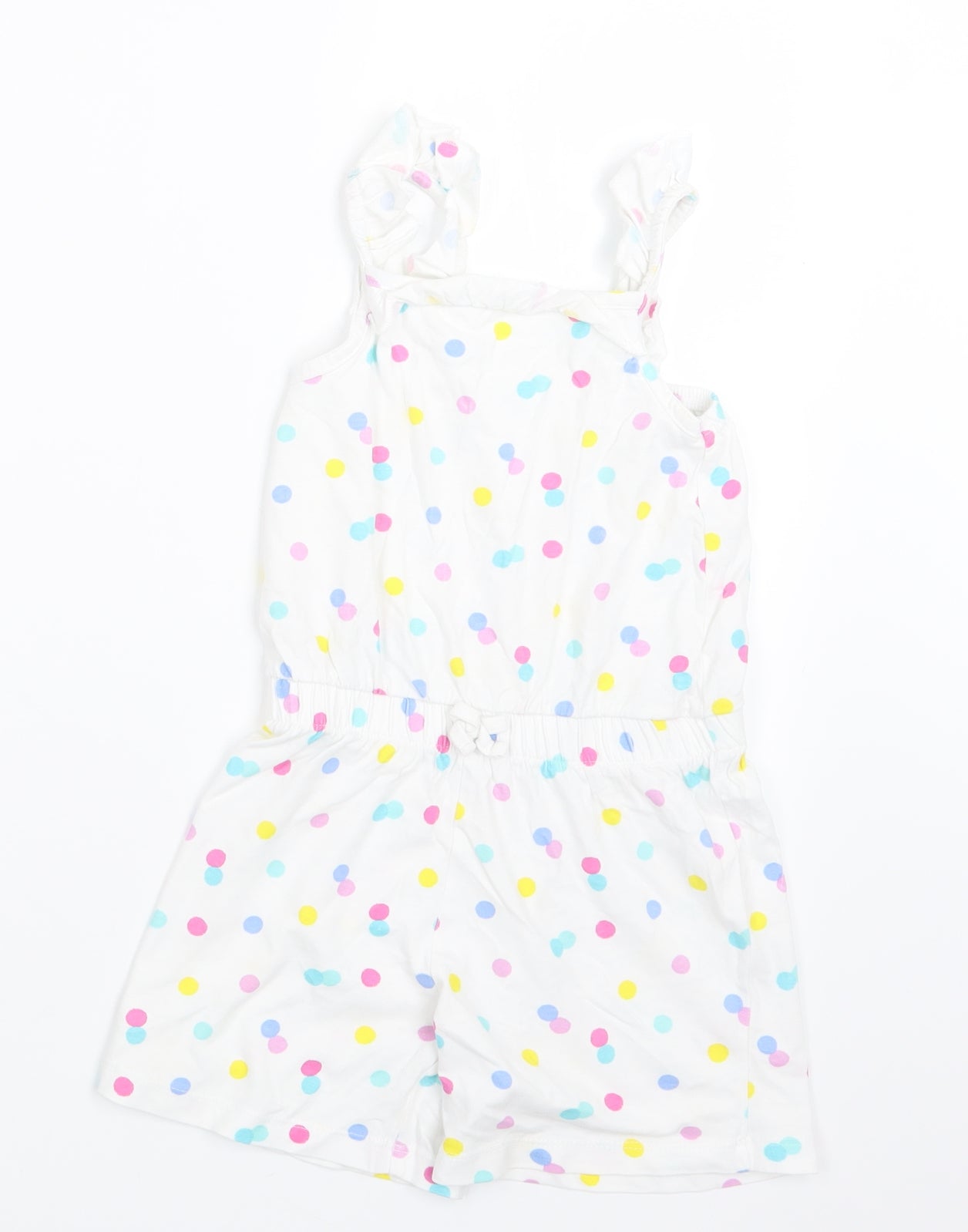 George Girls White Polka Dot  Playsuit One-Piece Size 5-6 Years
