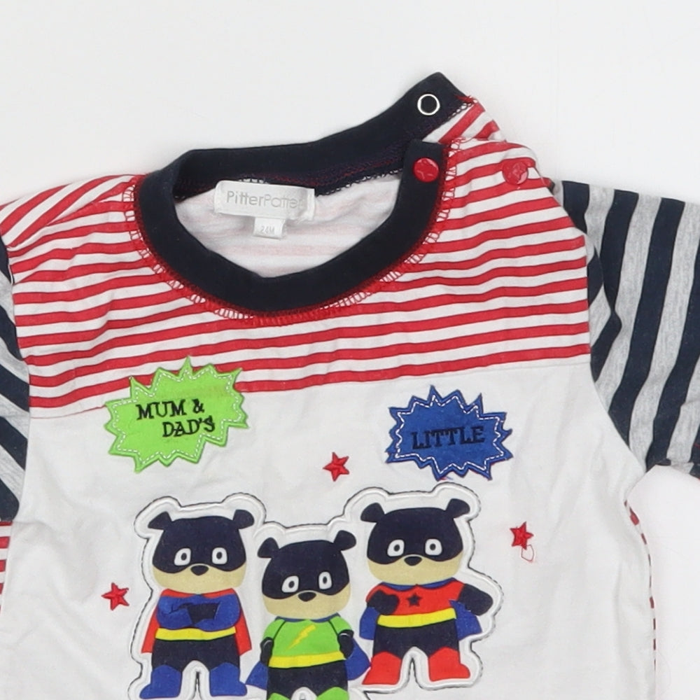Pitter Patter Boys Multicoloured Striped  Basic T-Shirt Size 2 Years  - Mum & Dads Little Super Hero