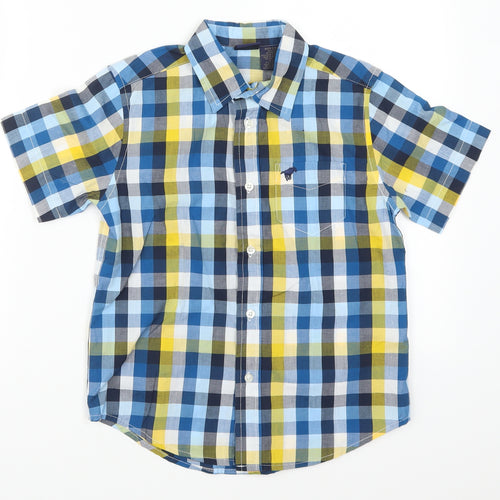 Wrangler Boys Blue Check  Basic Button-Up Size 6-7 Years  - Yellow