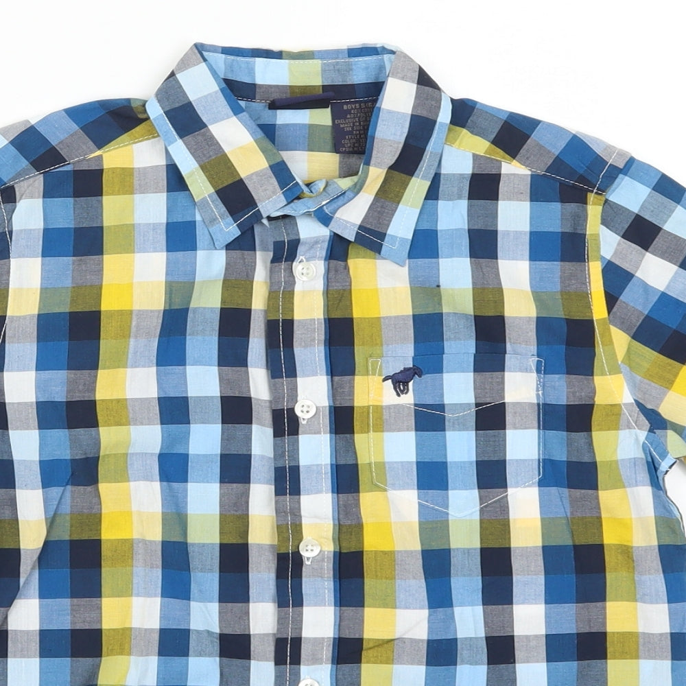 Wrangler Boys Blue Check  Basic Button-Up Size 6-7 Years  - Yellow