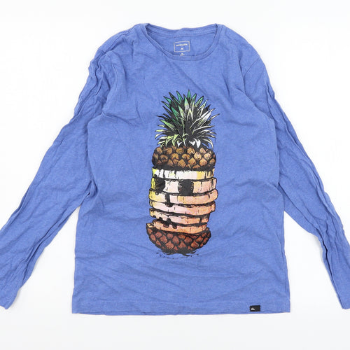 Quiksilver Womens Blue  Jersey Basic T-Shirt Size 12  - Pineapple