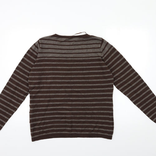 Stooker Womens Brown Striped  Pullover Jumper Size 14