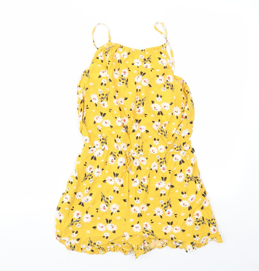 Matalan Girls Yellow Floral  Bodysuit One-Piece Size 14 Years