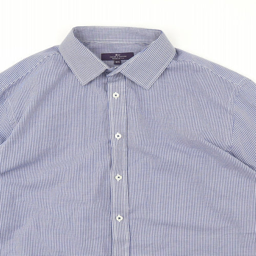 Taylor & Cutter Mens Blue Plaid   Dress Shirt Size 16