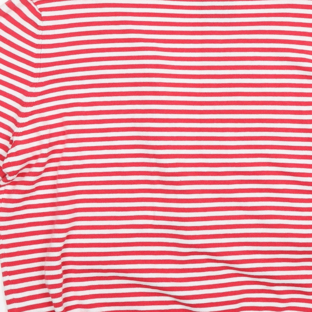 Jessica Womens Red Striped  Cardigan Jumper Size XL
