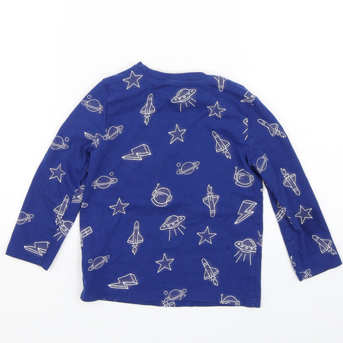 F&F Boys Blue Geometric   Pyjama Top Size 4-5 Years  - Space