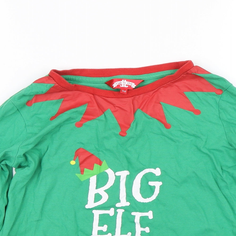 Made By Elves Boys Green    Pyjama Top Size 11-12 Years  - Big Elf