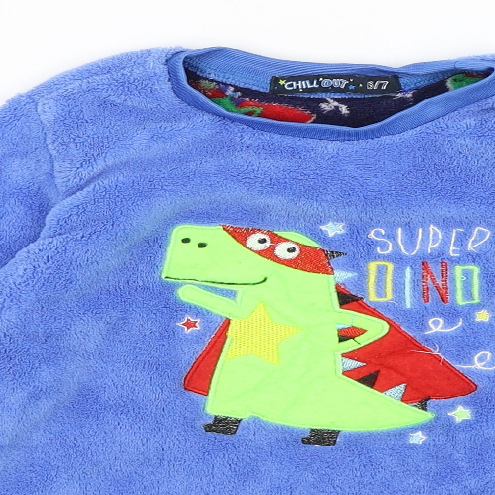 Chill Out Boys Blue    Pyjama Top Size 6-7 Years  - Super Dino