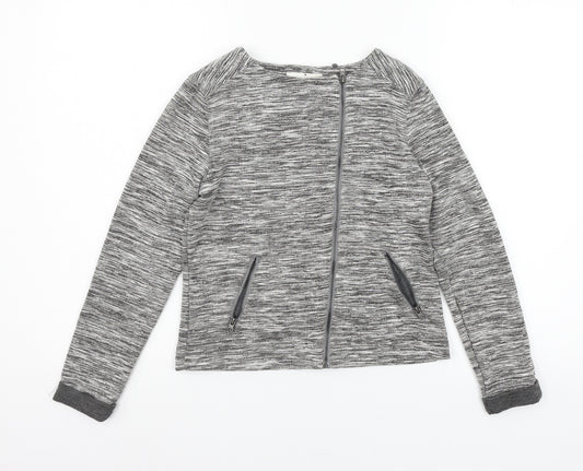 C&A Girls Grey Striped Jersey Jacket  Size 9-10 Years