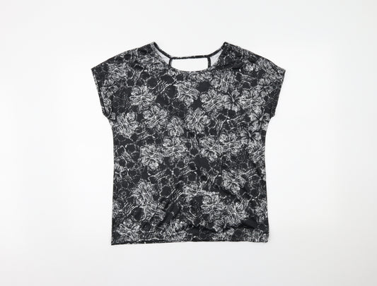 Athletic Works Womens Black Floral  Basic Casual Size S