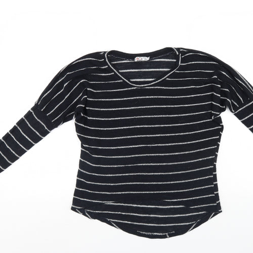 WalG Womens Black Striped  Pullover Jumper