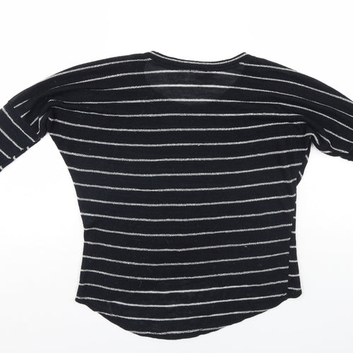 WalG Womens Black Striped  Pullover Jumper