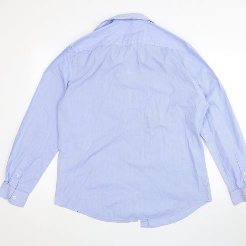 George Mens Blue Striped   Dress Shirt Size 16