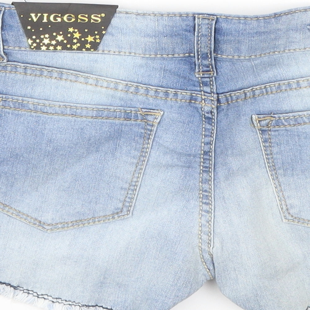 VIGOSS Girls Blue   Cut-Off Shorts Size 8-9 Years