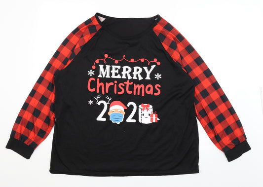 Preworn Mens Black Solid   Pyjama Top Size L  - Christmas 2020