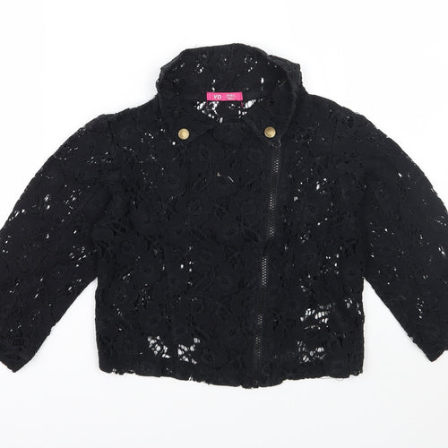 Young Dimension Girls Black Floral  Jacket Coatigan Size 9-10 Years