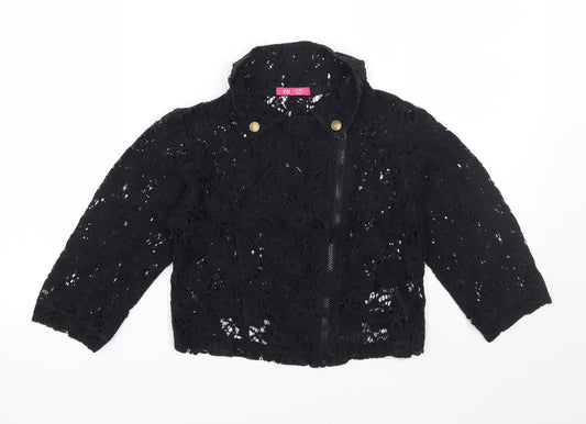 Young Dimension Girls Black Floral  Jacket Coatigan Size 9-10 Years