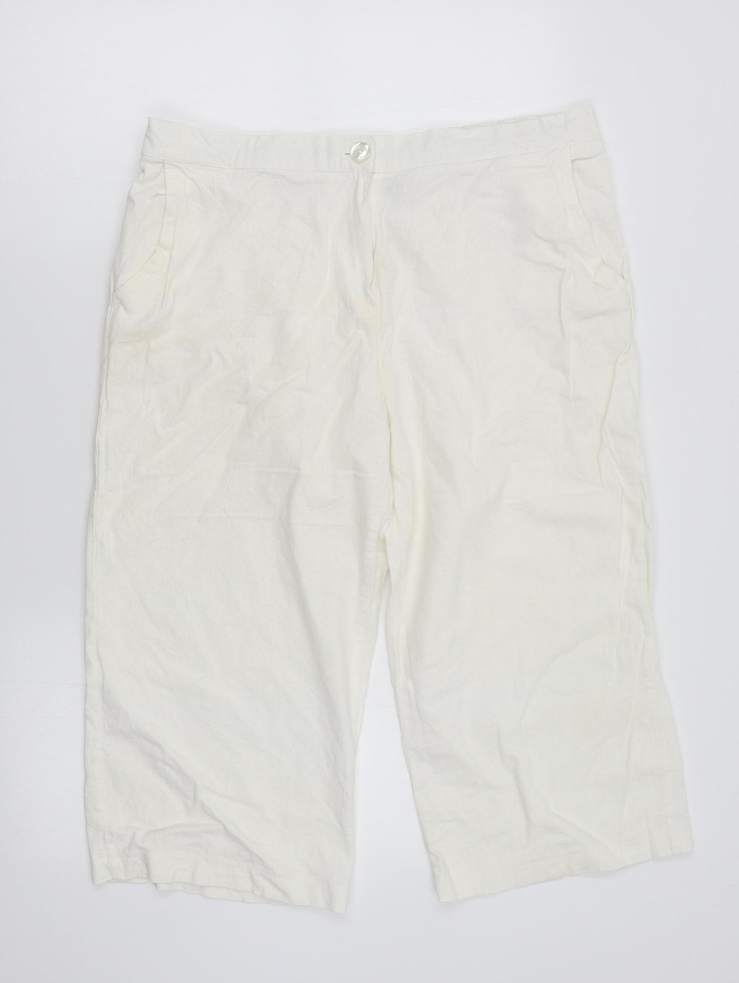 Anonymous Womens White   Pedal Pusher Trousers Size 18 L20 in