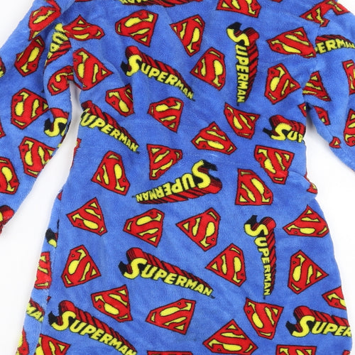 Superman Boys Blue Solid Fleece  Robe Size 6-7 Years  - superman