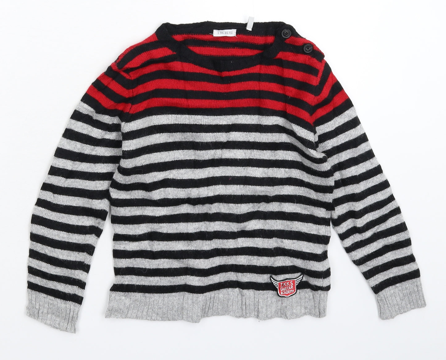 IKKS Boys Multicoloured Striped Knit Pullover Jumper Size 6 Years