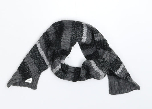 George Boys Grey Striped Knit Scarf  One Size