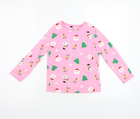 Primark Girls Pink Geometric  Top Pyjama Top Size 4-5 Years  - Santa Rudolph